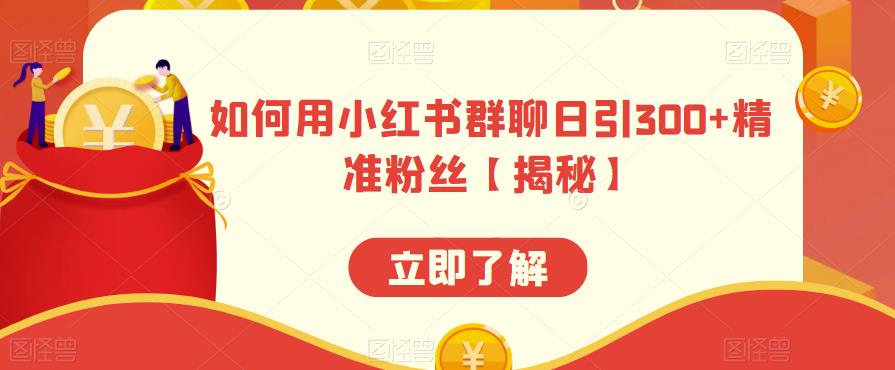 如何用小红书群聊日引300+精准粉丝【揭秘】|淘骐网赚资源库