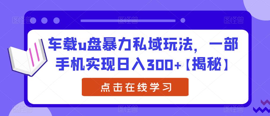 车载u盘暴力私域玩法,一部手机实现日入300+【揭秘】|淘骐网赚资源库