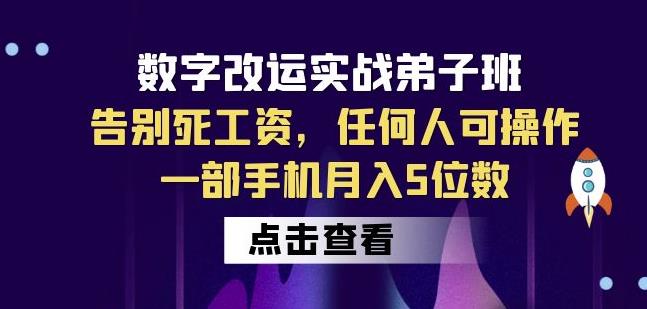 数字改运实战弟子班：告别死工资，任何人可操作，一部手机月入5位数|淘骐网赚资源库