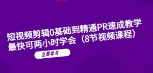 短视频剪辑0基础到精通PR速成教学：最快可两小时学会|淘骐网赚资源库
