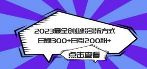 2023最全创业粉引流方式日赚300+日引粉200+【揭秘】|淘骐网赚资源库