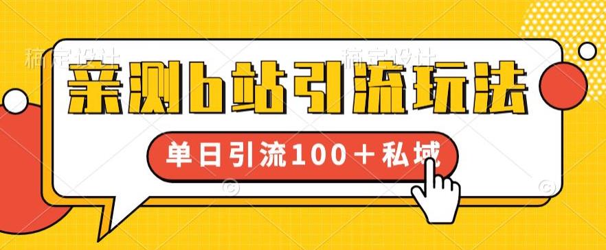 亲测b站引流玩法，单日引流100+私域，简单粗暴，超适合新手小白|淘骐网赚资源库
