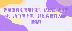 免费资料引流宝妈粉,私域高利润转化,小白可上手,轻松实现日入600+【揭秘】|淘骐网赚资源库