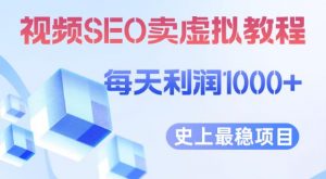 视频SEO出售虚拟产品每天稳定2-5单利润1000+史上最稳定私域变现项目【揭秘】|淘骐网赚资源库
