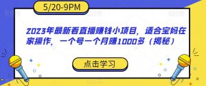 2023年最新看直播赚钱小项目，适合宝妈在家操作，一个号一个月赚1000多（揭秘）|淘骐网赚资源库