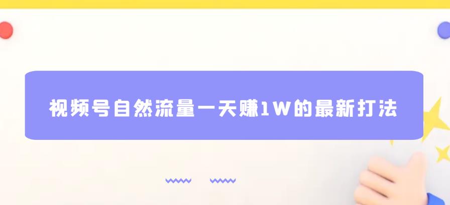 视频号自然流量一天赚1W的最新打法,基本0投资【揭秘】|淘骐网赚资源库