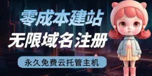 2023【零成本建站】无限撸域名教程+永久兔费云托管主机|淘骐网赚资源库