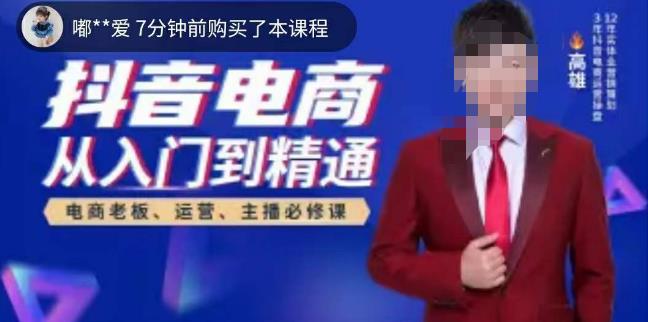 高雄哥·抖音电商从入门到精通,从账号、流量、人货场、主播、店铺五个方面全面解析抖音电商核心逻辑|淘骐网赚资源库