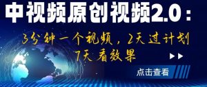 中视频原创视频2.0:3分钟一个视频,2天过计划,7天看效果【揭秘】|淘骐网赚资源库