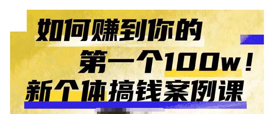 群响新个体钱搞案例库,可直以接抄作业的新体个搞钱案例库,如何赚到你的第一个100w|淘骐网赚资源库
