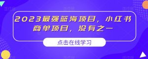 2023最强蓝海项目,小红书商单项目,没有之一【揭秘】|淘骐网赚资源库