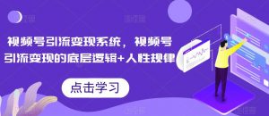 视频号引流变现系统,视频号引流变现的底层逻辑+人性规律|淘骐网赚资源库