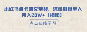 小红书色卡图文带货,流量引爆单人月入20W+【揭秘】|淘骐网赚资源库