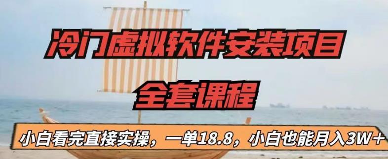 冷门虚拟软件安装项目,一单18.8,小白也能月入3W+【揭秘】|淘骐网赚资源库