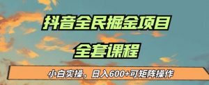 最新蓝海项目抖音全民掘金，小白实操日入600＋可矩阵操作【揭秘】|淘骐网赚资源库