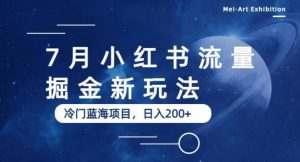 7月小红书流量掘金最新玩法,冷门蓝海小项目,日入200+【揭秘】-第一资源库