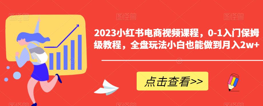 2023小红书电商视频课程,0-1入门保姆级教程,全盘玩法小白也能做到月入2w+|淘骐网赚资源库