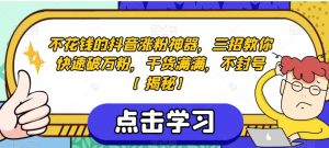 不花钱的抖音涨粉神器，三招教你快速破万粉，干货满满，不封号【揭秘】|淘骐网赚资源库