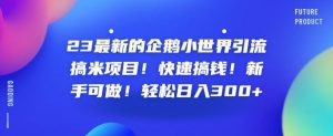 23最新的企鹅小世界引流搞米项目！快速搞钱！新手可做！轻松日入300+【揭秘】|淘骐网赚资源库
