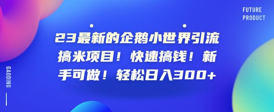 23最新的企鹅小世界引流搞米项目！快速搞钱！新手可做！轻松日入300+【揭秘】|淘骐网赚资源库