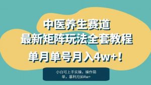 暴利赛道中医养生赛道最新矩阵玩法,单月单号月入4w+!【揭秘】|淘骐网赚资源库