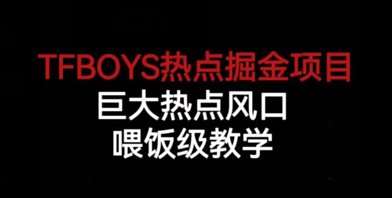 TFBOYS热点掘金项目,巨大热点风口,喂饭级教学|淘骐网赚资源库