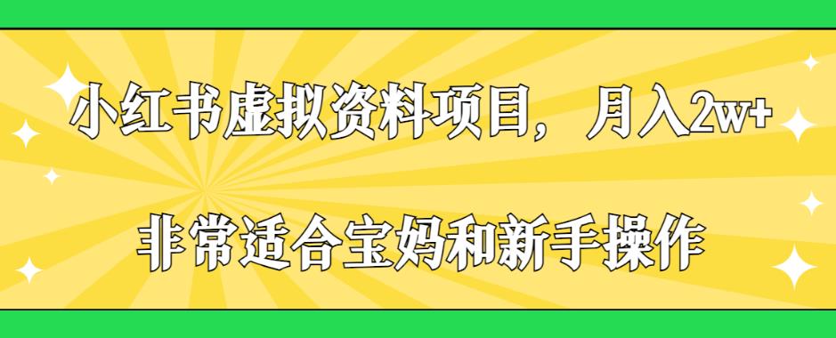 小红书虚拟资料项目,月入2w+,非常适合宝妈和新手操作【揭秘】|淘骐网赚资源库