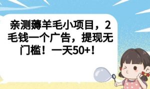 亲测薅羊毛小项目，2毛钱一个广告，提现无门槛！一天50+【揭秘】|淘骐网赚资源库