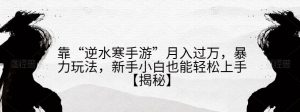 靠“逆水寒手游”月入过万，暴力玩法，新手小白也能轻松上手【揭秘】|淘骐网赚资源库