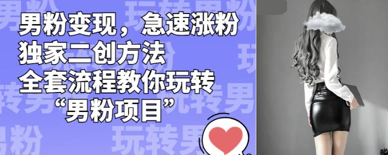 男粉变现，急速涨粉独家二创方法，全套流程教你玩转“男粉项目”【揭秘】|淘骐网赚资源库