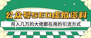 公众号SEO虚拟资料，操作简单，日入500+，可批量操作【揭秘】|淘骐网赚资源库