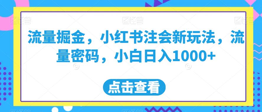 流量掘金,小红书注会新玩法,流量密码,小白日入1000+【揭秘】|淘骐网赚资源库