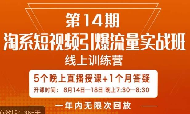 南掌柜·淘系短视频引爆流量实战班，​短视频是一个没有天花板的流量入口|淘骐网赚资源库