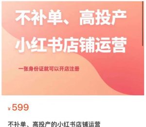 不补单、高投产的小红书店铺运营,一张身份证就可以开店注册-第一资源库