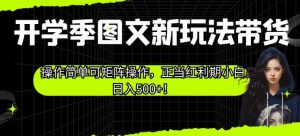 开学季图文新玩法带货，操作简单可矩阵操作，正当红利期小白日入500+！【揭秘】|淘骐网赚资源库