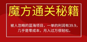 被人忽略的蓝海项目,魔方通关秘籍,一单的利润有39.9,几乎是零成本,月入过万很轻松【揭秘】|淘骐网赚资源库