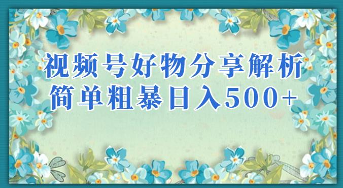 视频号好物分享解析,简单粗暴可以批量方大的项目【揭秘】|淘骐网赚资源库