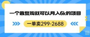 一单卖299-2688,一个靠复购就可以月入6k的暴利项目【揭秘】|淘骐网赚资源库