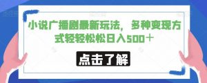 小说广播剧最新玩法，多种变现方式轻轻松松日入500＋【揭秘】|淘骐网赚资源库