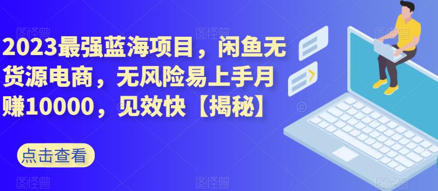 2023最强蓝海项目,闲鱼无货源电商,无风险易上手月赚10000,见效快【揭秘】|淘骐网赚资源库