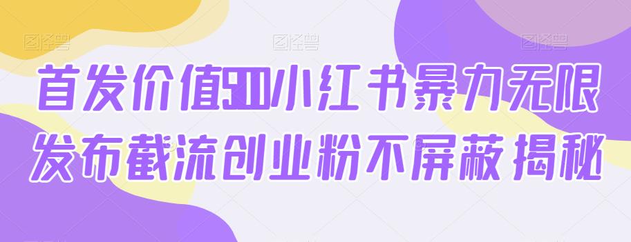 首发价值5100小红书暴力无限发布截流创业粉不屏蔽揭秘|淘骐网赚资源库