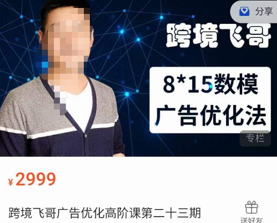 跨境飞哥·广告优化高阶课第二十三期,8*15数模广告优化法,用数据驱动决策|淘骐网赚资源库