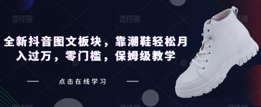 全新抖音图文板块，靠潮鞋轻松月入过万，零门槛，保姆级教学【揭秘】|淘骐网赚资源库