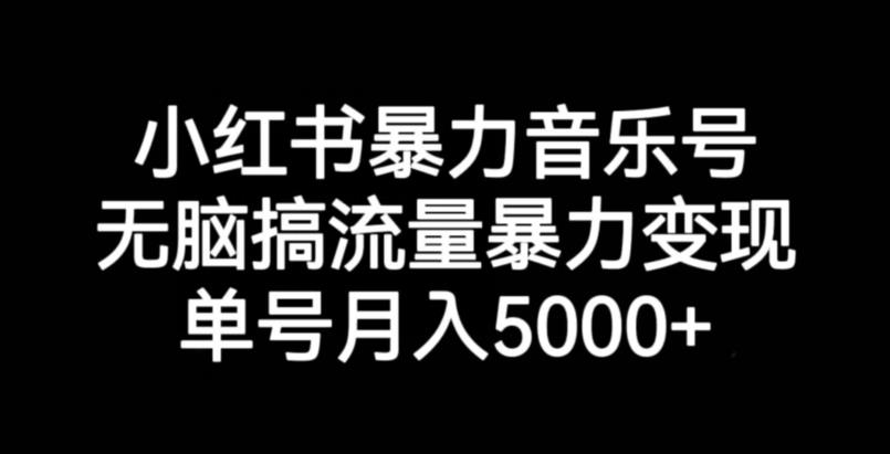 小红书暴力音乐号，无脑搞流量暴力变现，单号月入5000+|淘骐网赚资源库