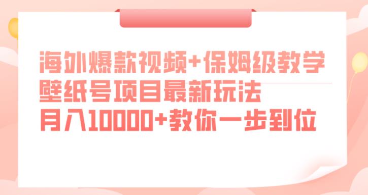 海外爆款视频+保姆级教学，壁纸号项目最新玩法，月入10000+教你一步到位【揭秘】|淘骐网赚资源库