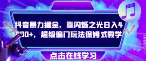 抖音暴力掘金，靠闪烁之光日入4000+，超级偏门玩法保姆式教学|淘骐网赚资源库