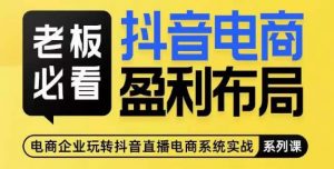 老板必看-抖音电商盈利布局，公开揭秘抖音电商全域布局打法|淘骐网赚资源库