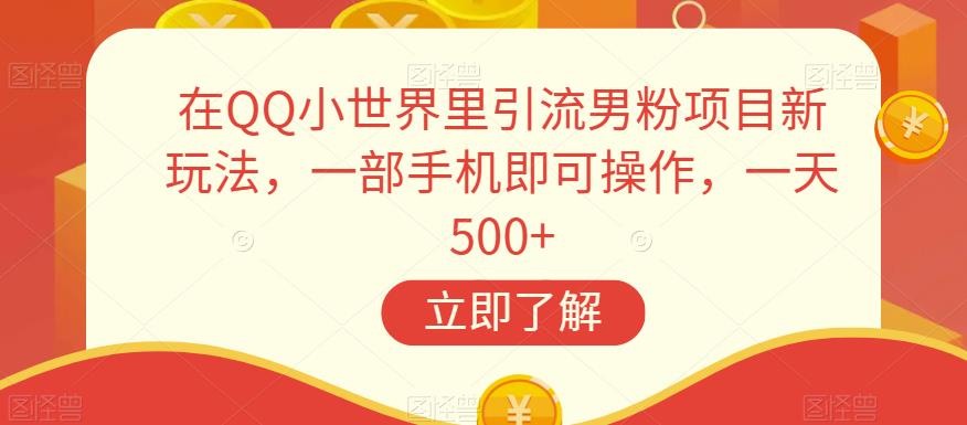 在QQ小世界里引流男粉项目新玩法,一部手机即可操作,一天500+【揭秘】|淘骐网赚资源库