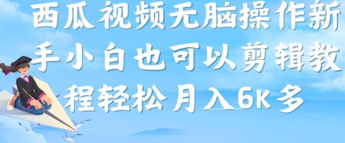 西瓜视频搞笑号,无脑操作新手小白也可月入6K|淘骐网赚资源库