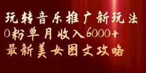 玩转音乐推广新玩法，0粉单月收入6000+，最新美女图文攻略【揭秘】|淘骐网赚资源库
